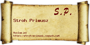 Stroh Primusz névjegykártya